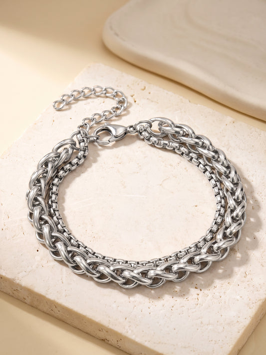 OnnMe by GIVA Low Key Rhodium Plated Bracelet For Men
