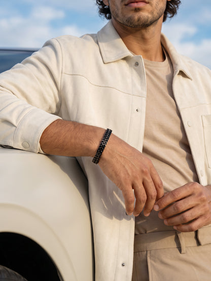 IXIA by GIVA Pitch Black Rodium Bracelet For Men