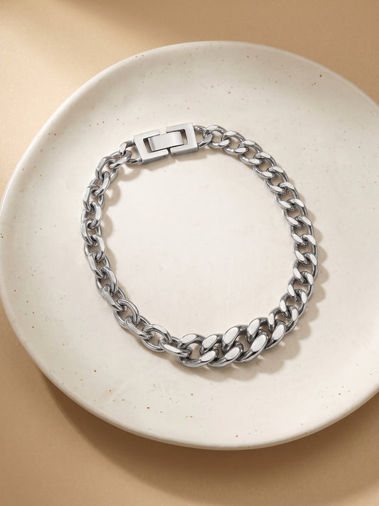 OnnMe by GIVA Chain Reaction Rhodium Plated Bracelet For Men