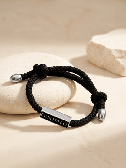 OnnMe by GIVA Signed Off Rhodium Plated Thread Bracelet For Men