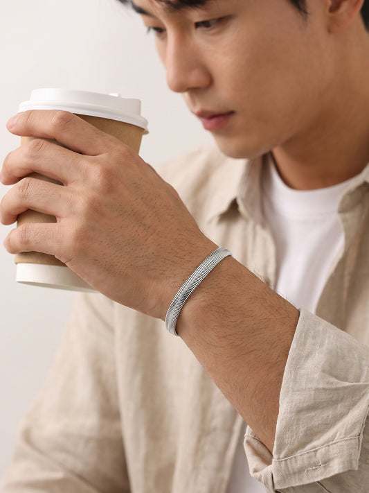 OnnMe by GIVA Smooth Talk Rhodium Plated Bracelet For Men
