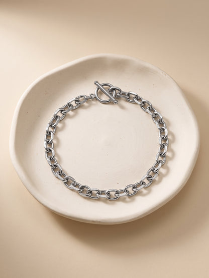 OnnMe by GIVA Heavy Link Rhodium Plated Bracelet For Men