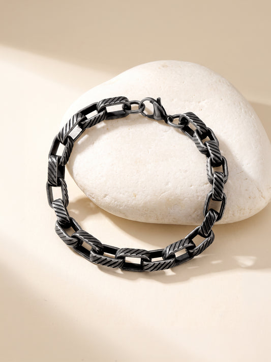 OnnMe by GIVA Dark Current Rhodium Plated Bracelet For Men