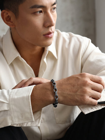 OnnMe by GIVA Dark Current Rhodium Plated Bracelet For Men