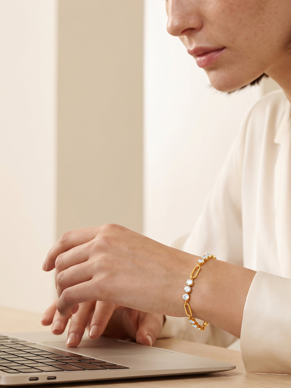 IXIA by GIVA Offline Mode Gold Plated Chain Bracelet
