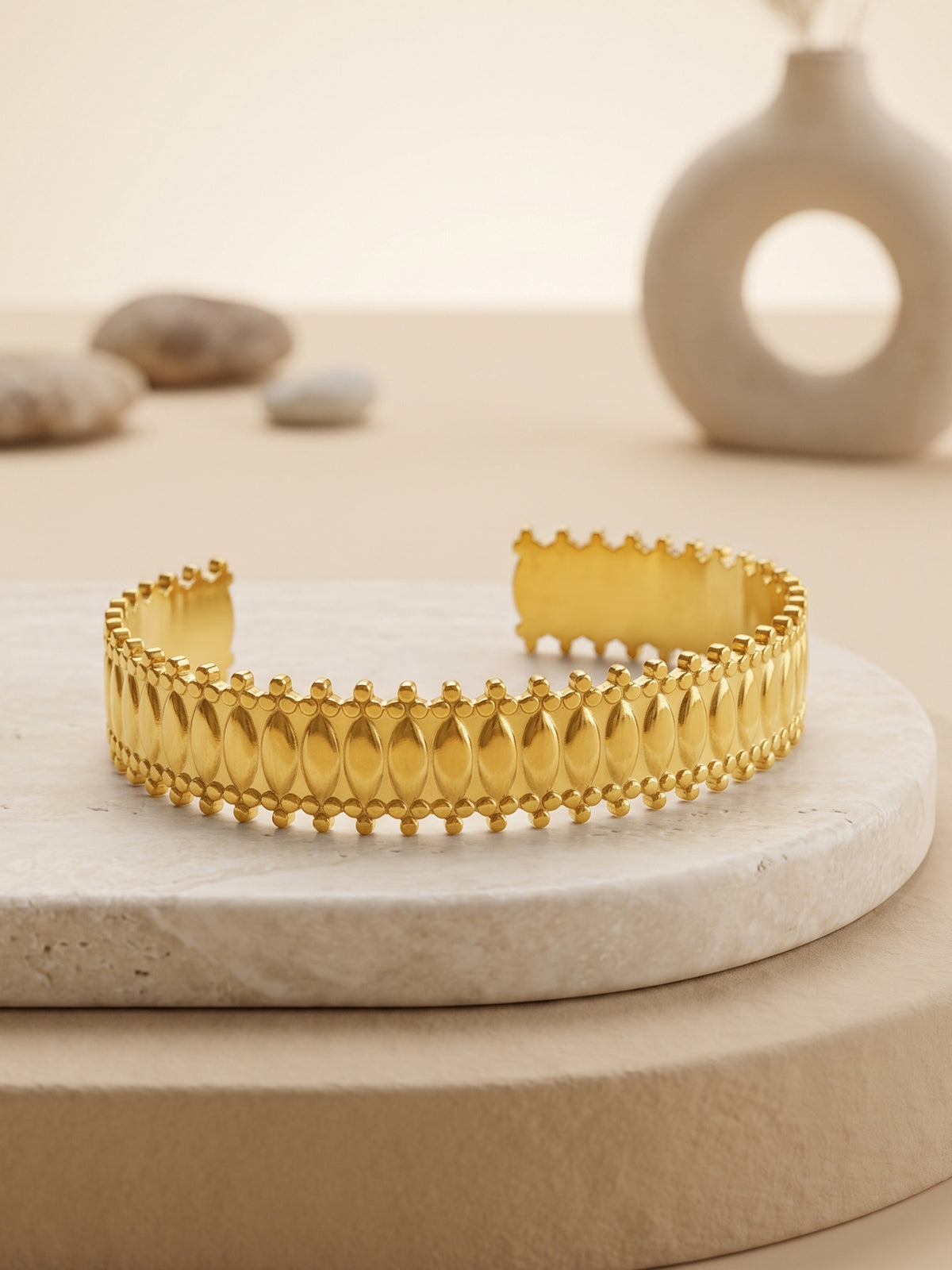 IXIA by GIVA Gilded Aura Gold Plated Cuff Bracelet (Size 2.4)