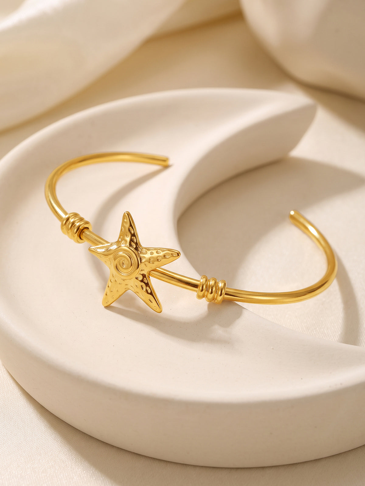 IXIA by GIVA Tidal Star Gold Plated Cuff Bracelet (Size 2.6)