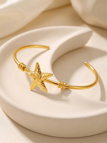 IXIA by GIVA Tidal Star Gold Plated Cuff Bracelet (Size 2.6)
