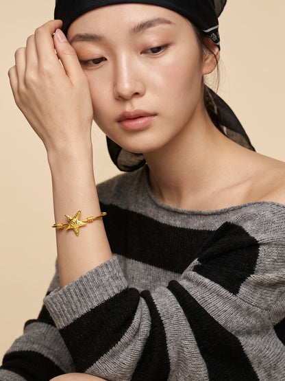 IXIA by GIVA Tidal Star Gold Plated Cuff Bracelet (Size 2.6)