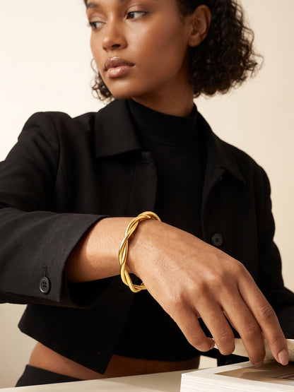 IXIA by GIVA Rope Pattern Gold Plated Cuff Bracelet