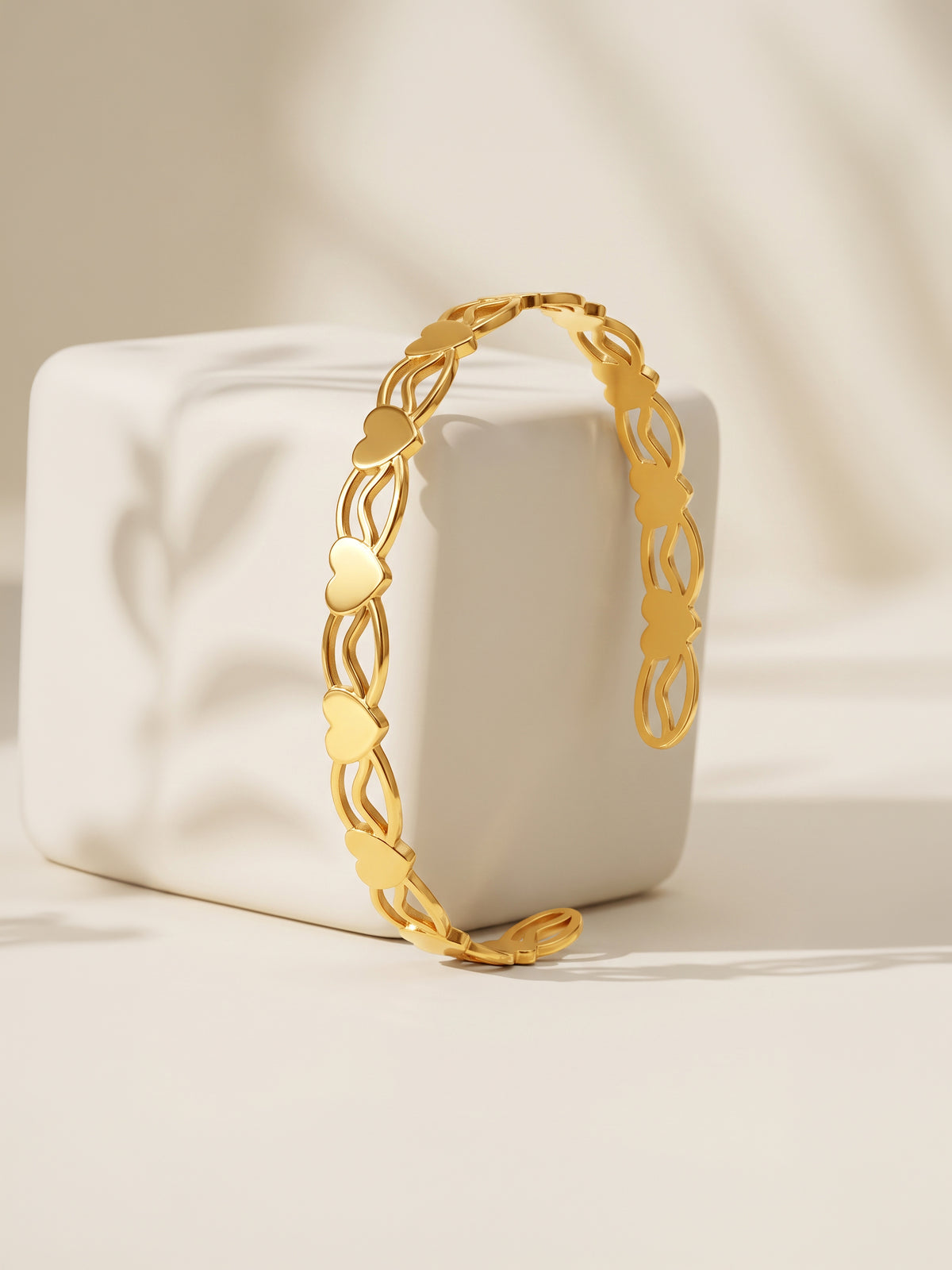 IXIA by GIVA Heart Pattern Gold Plated Cuff Bracelet