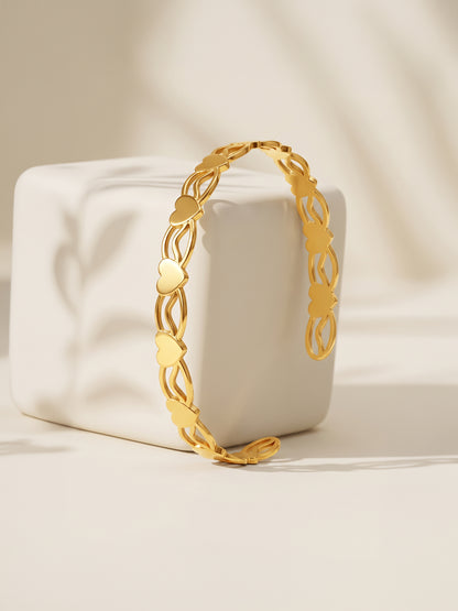 IXIA by GIVA Heart Pattern Gold Plated Cuff Bracelet