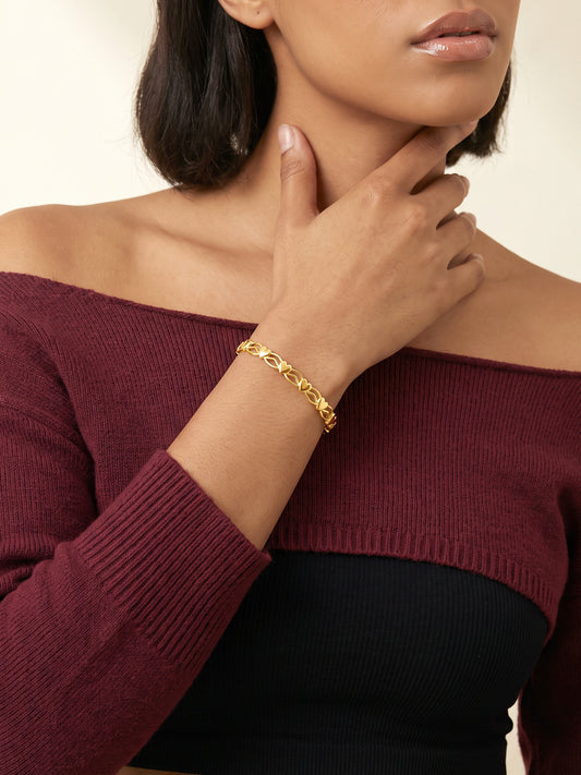 IXIA by GIVA Heart Pattern Gold Plated Cuff Bracelet