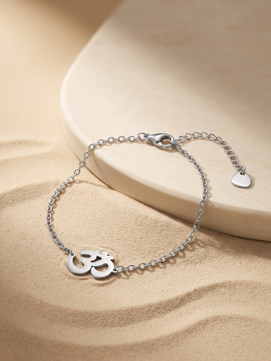 OnnMe by GIVA Om Rhodium Plated Rakhi Bracelet