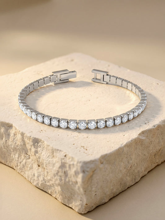 IXIA by GIVA Ice Line Tennis Rhodium Plated Bracelet