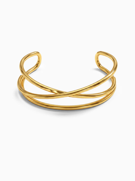 Crossed Paths Gold Plated Cuff Bracelet