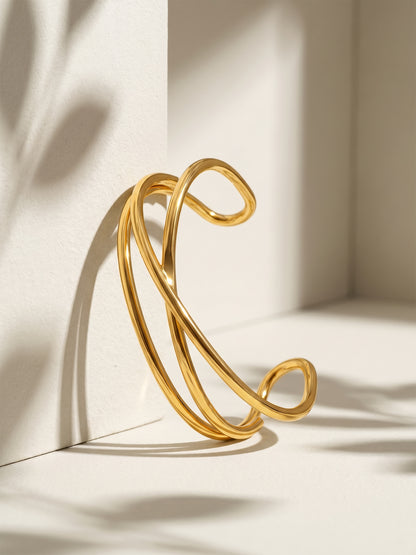 Crossed Paths Gold Plated Cuff Bracelet