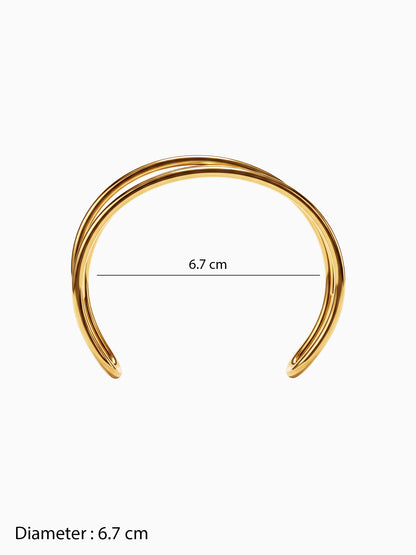 Crossed Paths Gold Plated Cuff Bracelet