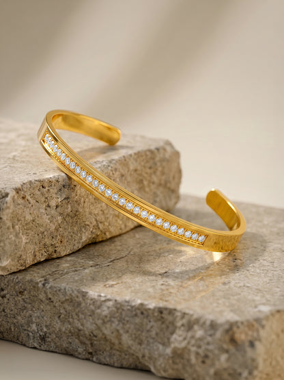 Stone Cold Gold Plated Cuff Bracelet