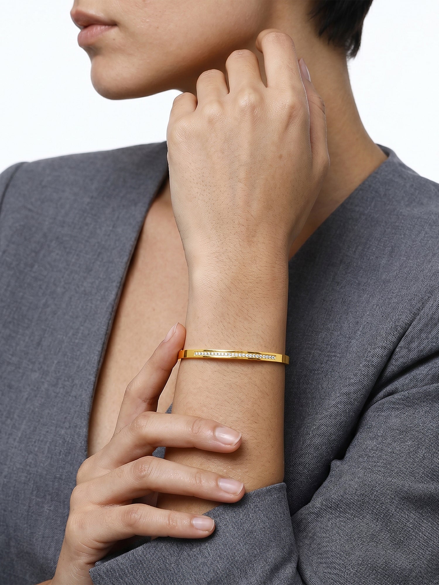 OnnMe by GIVA Stone Cold Gold Plated Cuff Bracelet