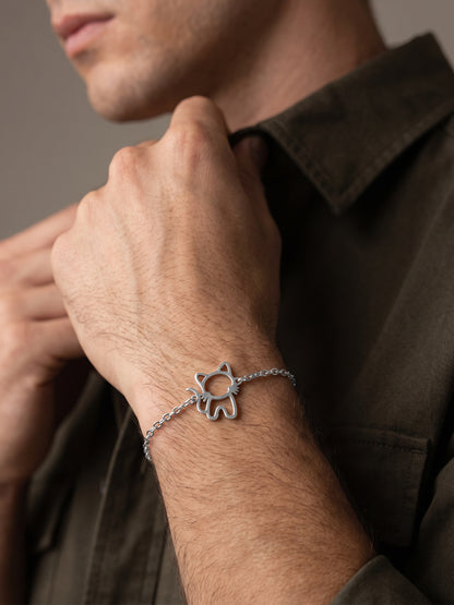 IXIA by GIVA Tomcat Rhodium Plated Rakhi Bracelet For Men