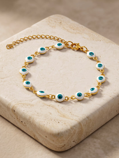 OnnMe by GIVA White Evil Eye Gold Plated Rakhi Bracelet