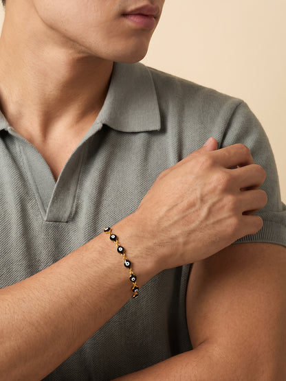 OnnMe by GIVA Black Evil Eye Gold Plated Rakhi Bracelet