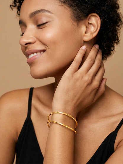 Caught Looking Gold Plated Cuff Bracelet