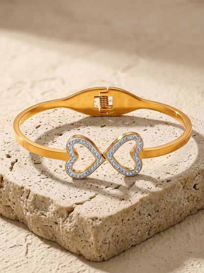 Double Crush Gold Plated Bangle Bracelet