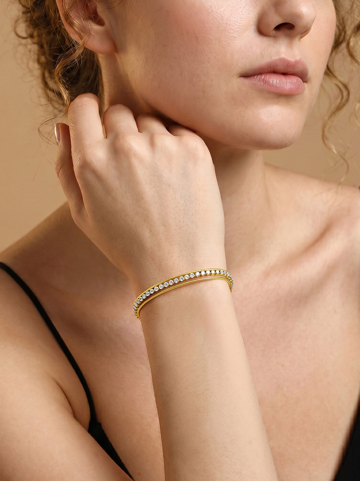 IXIA by GIVA Crystal Stack Gold Plated Bracelet