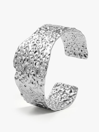 Melt Mode Rhodium Plated Cuff Bracelet