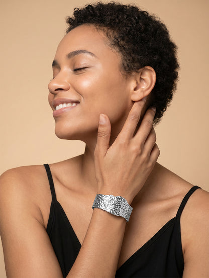 Melt Mode Rhodium Plated Cuff Bracelet
