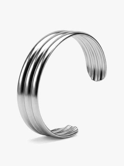 Stack Flow Rhodium Plated Cuff Bracelet