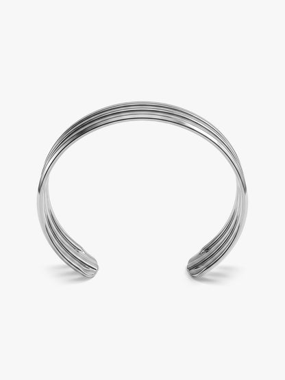 Stack Flow Rhodium Plated Cuff Bracelet