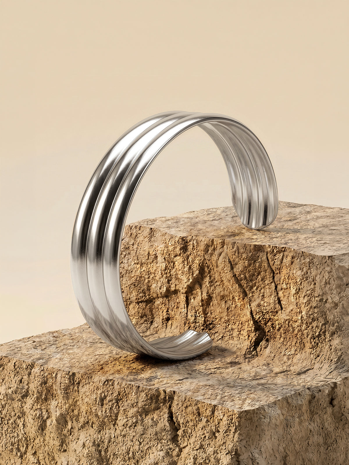 IXIA by GIVA Stack Flow Rhodium Plated Cuff Bracelet
