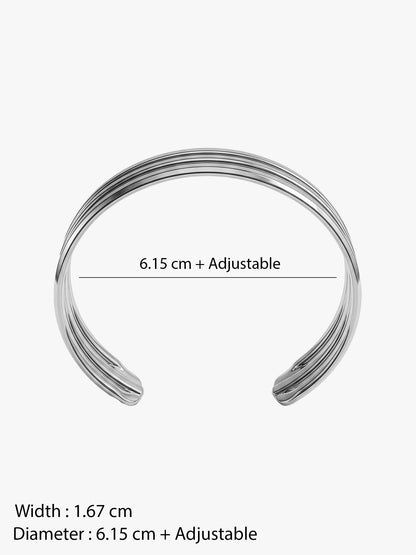 Stack Flow Rhodium Plated Cuff Bracelet
