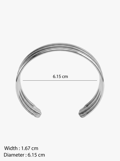 OnnMe by GIVA Stack Flow Rhodium Plated Cuff Bracelet