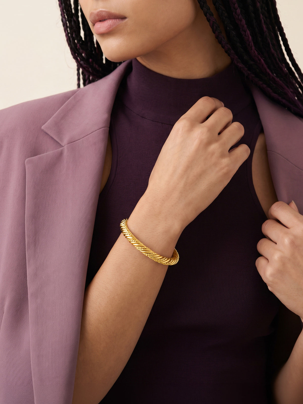 IXIA BY GIVA Twisted Games Gold Plated Cuff Bracelet