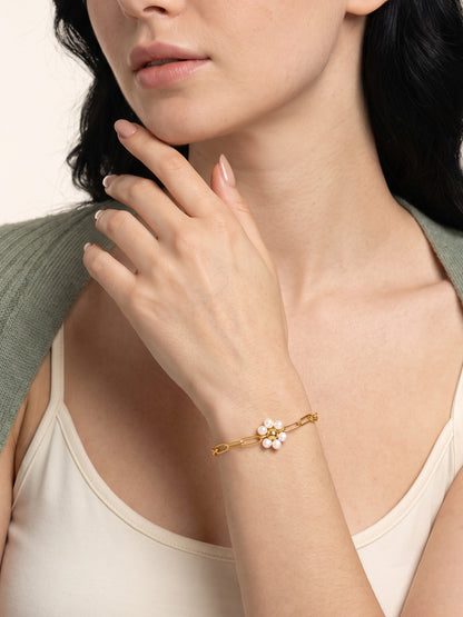 IXIA by GIVA Pearl Power Gold Plated Bracelet