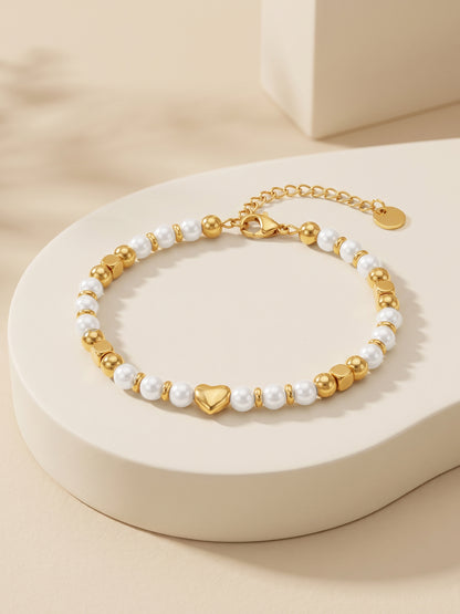 IXIA by GIVA Love in Pearls Gold Plated Bracelet