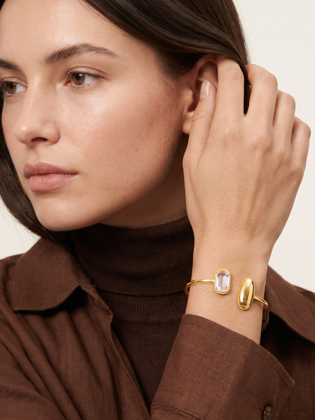 IXIA by GIVA Bling Mate Gold Plated Cuff Bracelet (Size 2.4)