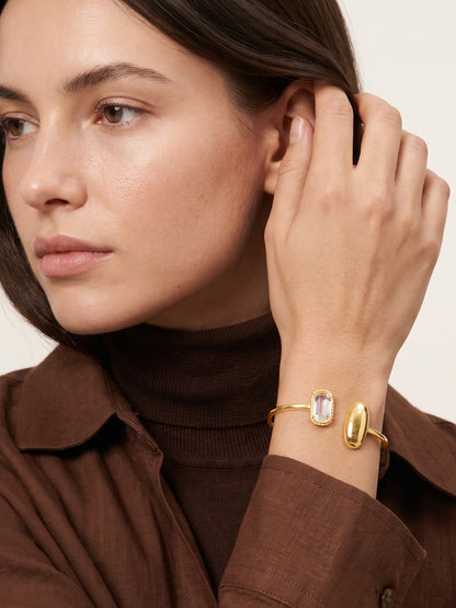 IXIA by GIVA Bling Mate Gold Plated Cuff Bracelet (Size 2.4)