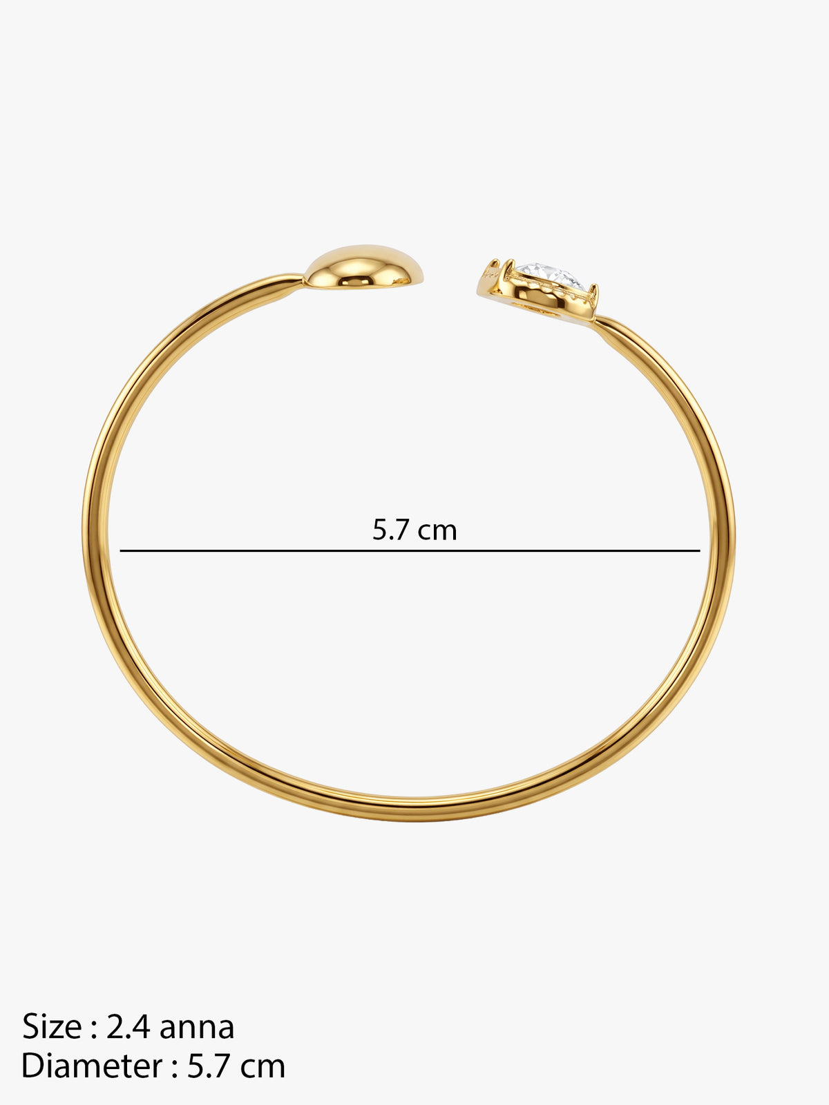 IXIA by GIVA Bling Mate Gold Plated Cuff Bracelet (Size 2.4)
