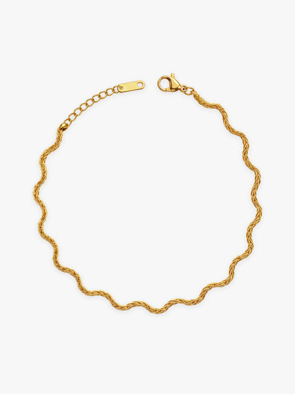 Wavy Rush Gold Plated Chain Bracelet