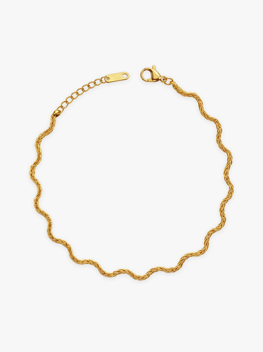 Wavy Rush Gold Plated Chain Bracelet