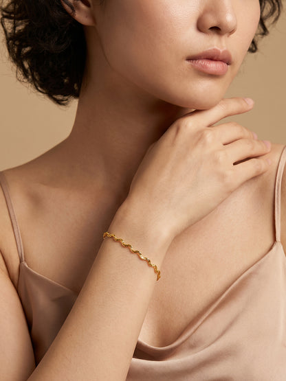 Wavy Rush Gold Plated Chain Bracelet