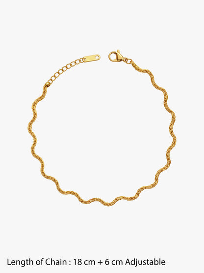 Wavy Rush Gold Plated Chain Bracelet