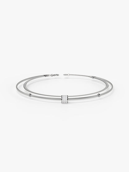 Mesh Mood Rhodium Plated Layered Bracelet