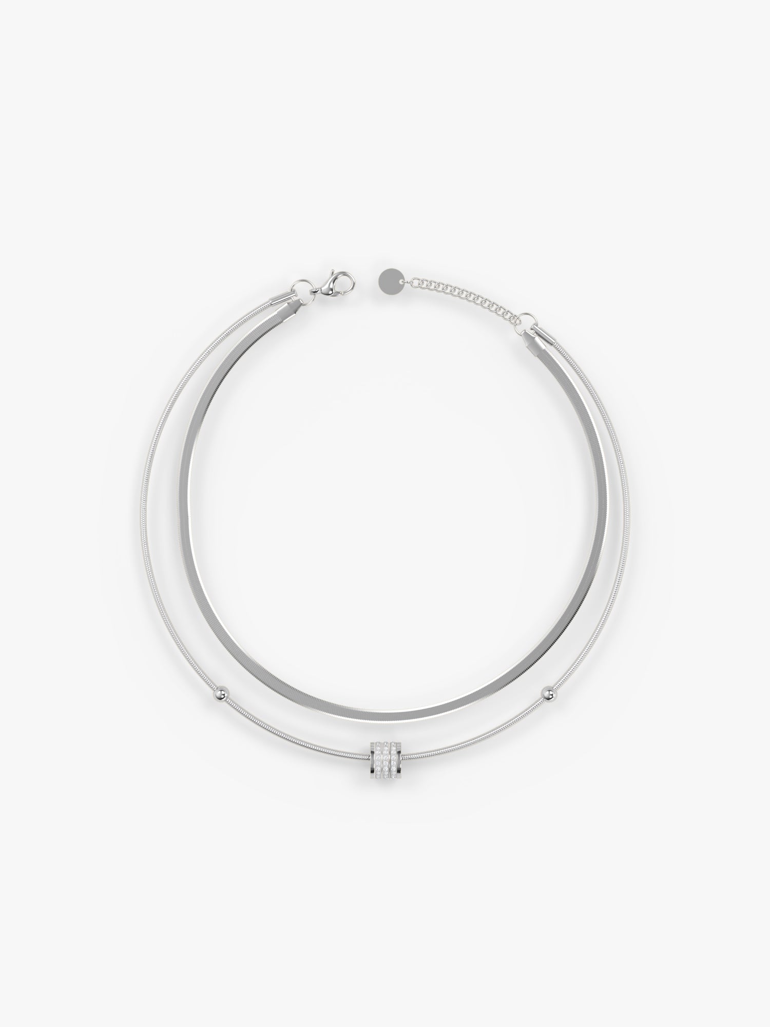 Mesh Mood Rhodium Plated Layered Bracelet