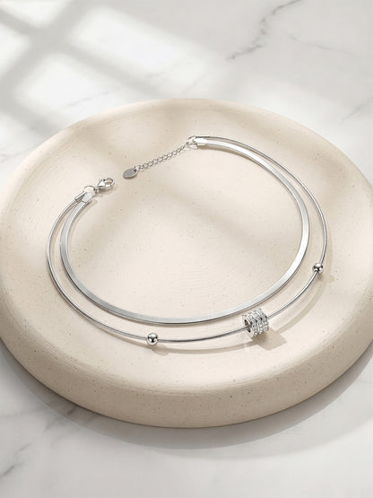Mesh Mood Rhodium Plated Layered Bracelet